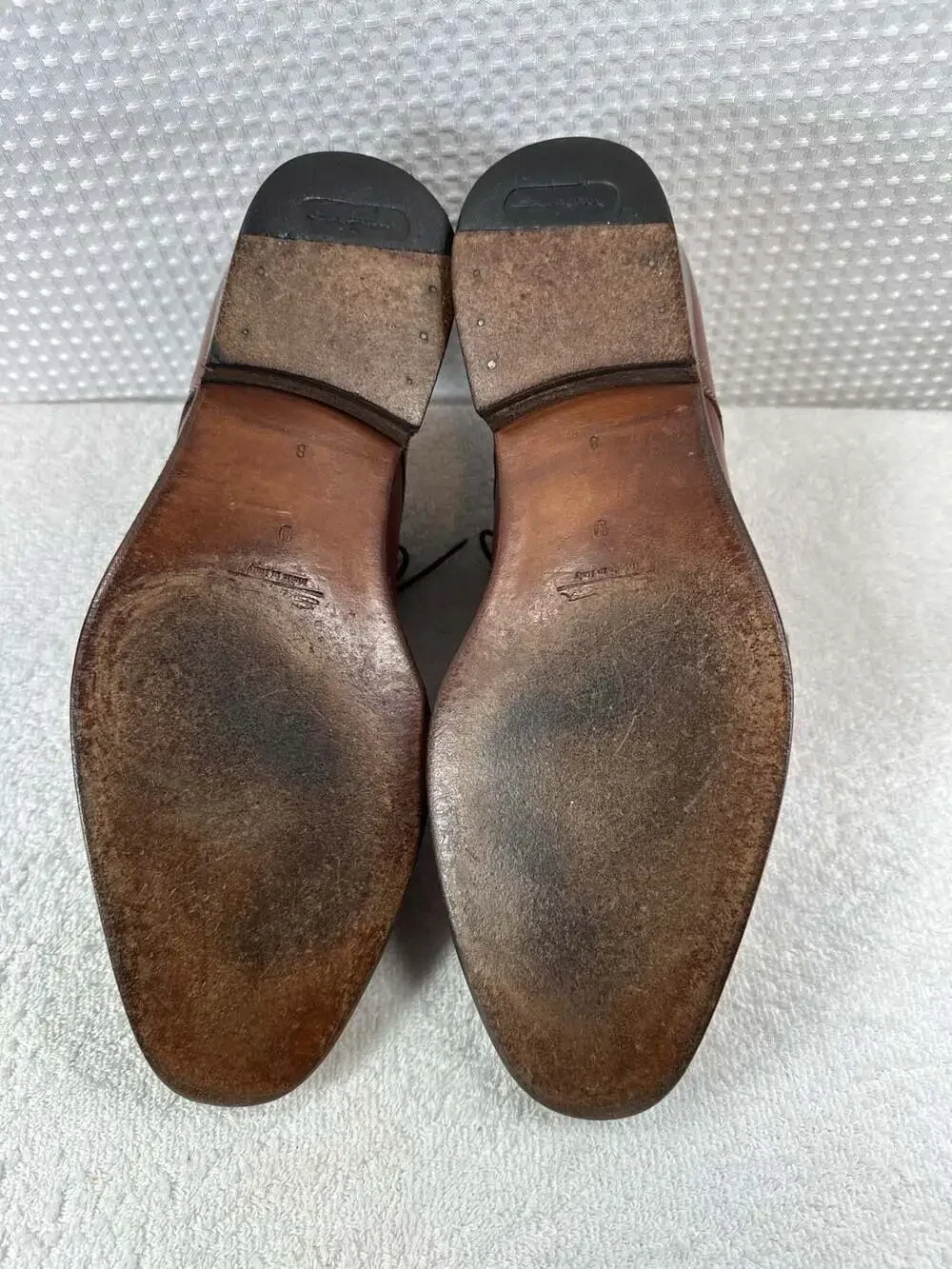 Santoni Brown Leather Apron Toe Derby Shoes Size 8 D